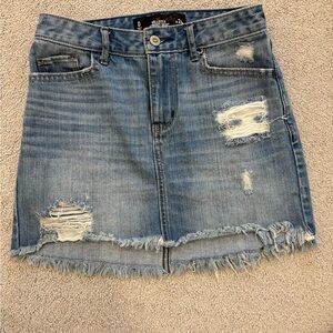 Distressed Denim Mini Skirt